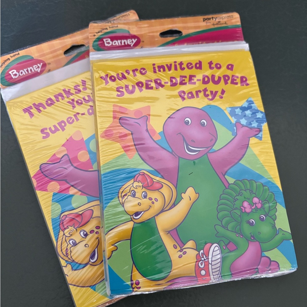 Barneys Purple and Green Party Invitations